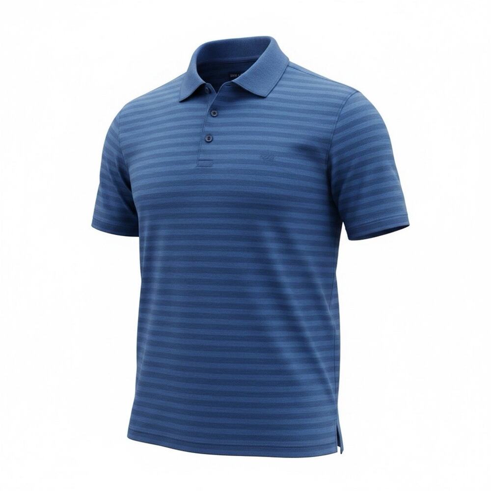 John Varvatos mens blue striped short sleeve polo short size medium